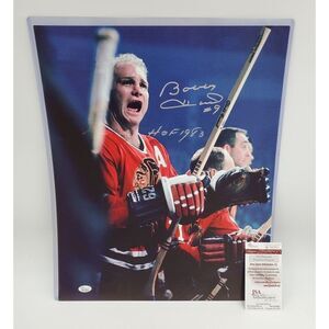 Bobby Hull Signed Photo HOF 1983 Inscribed 16X10 JSA COA Hockey Blackhawks